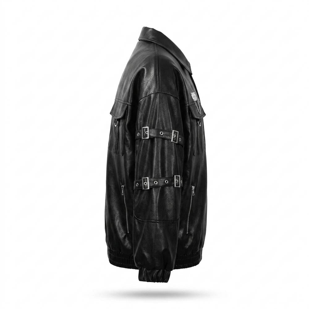 Allsaints Leather - Nikal | Buckled Oversized Leather Jacket Unisex