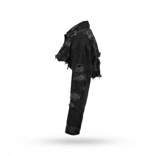 Allsaints Leather - Zasol | Cropped Distressed Denim Jacket Women