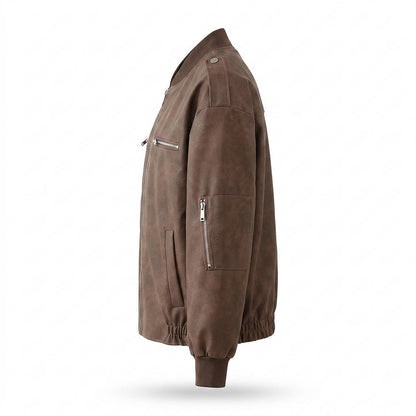 Allsaints Leather - Kemon | Sueded Zip-Up Jacket Unisex