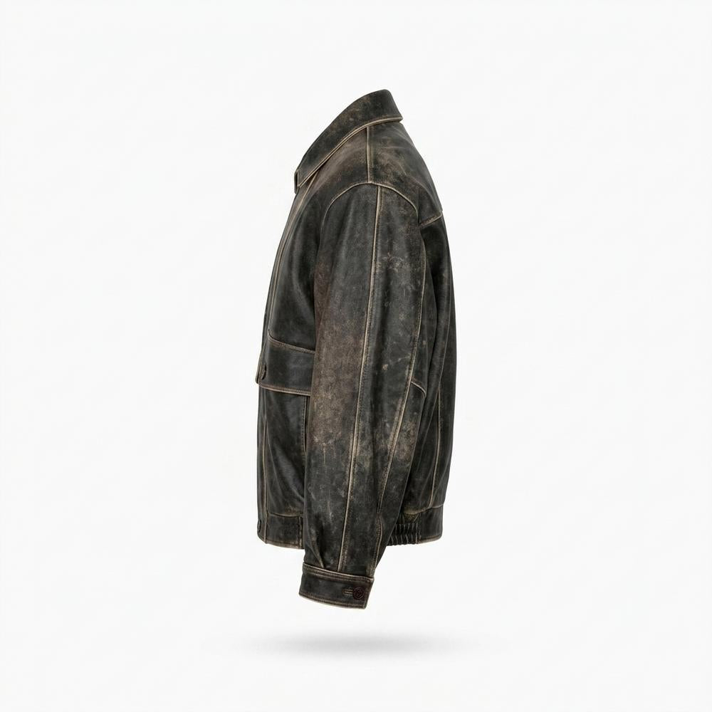 Allsaints Leather - Sesol | Patinated Oversized Leather Jacket Unisex