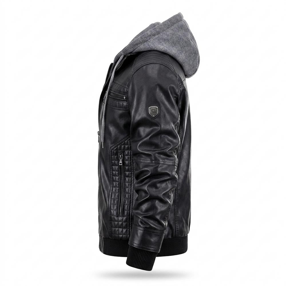 Allsaints Leather - Loron | Hooded Quilted Leather Jacket Men