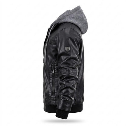 Allsaints Leather - Loron | Hooded Quilted Leather Jacket Men