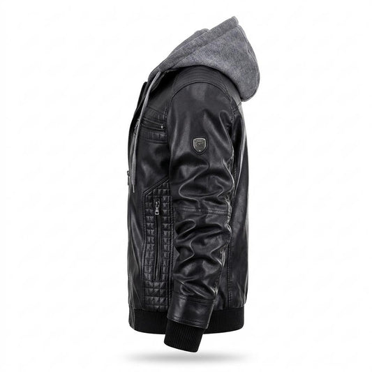 Allsaints Leather - Loron | Hooded Quilted Leather Jacket Men