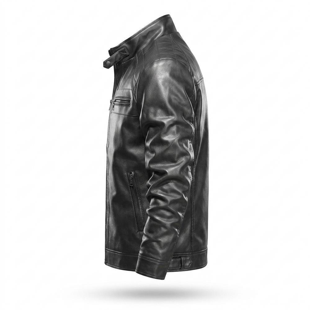 Allsaints Leather - Aomon | Quilted Zippered Leather Jacket Men