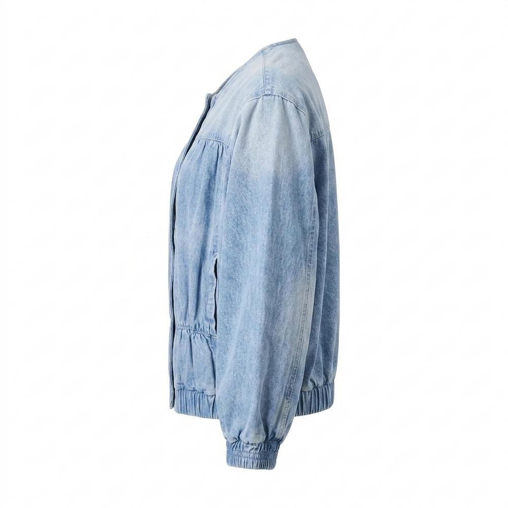 Allsaints Leather - Talor | Collarless Gathered Denim Jacket Women