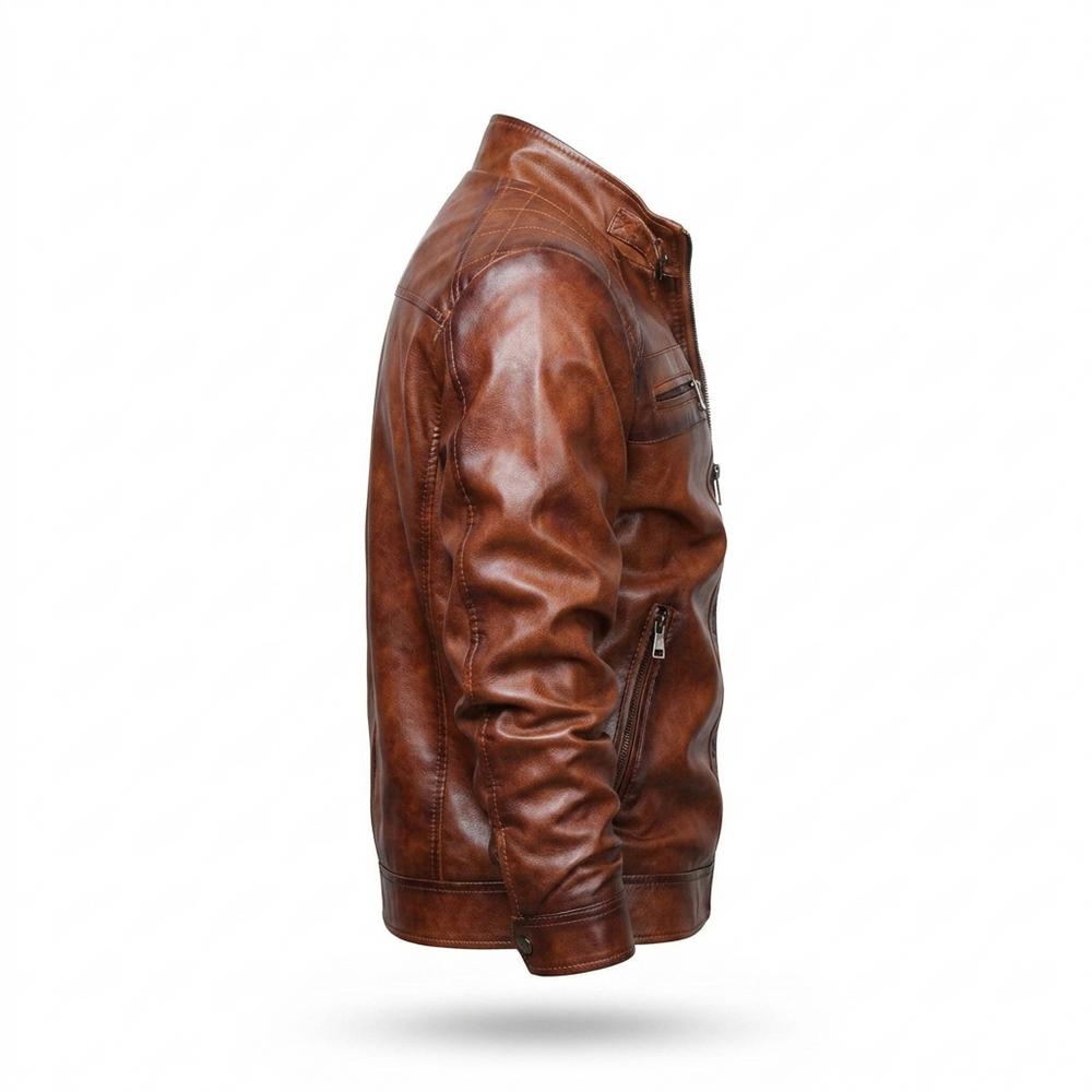 Allsaints Leather - Maged | Quilted Zippered Leather Jacket Men