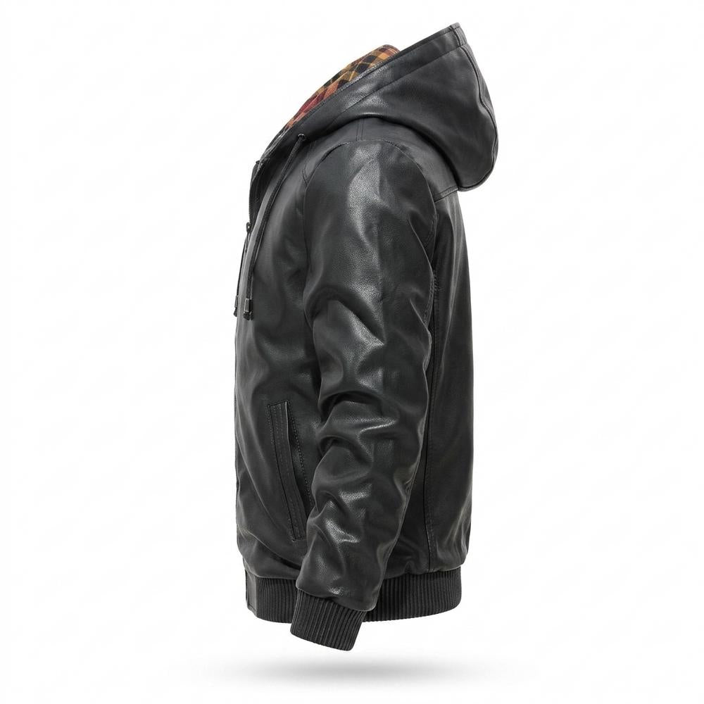 Allsaints Leather - Remev | Hooded Zip-Up Leather Jacket Men