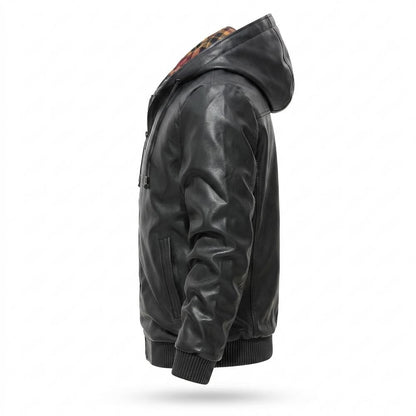 Allsaints Leather - Remev | Hooded Zip-Up Leather Jacket Men