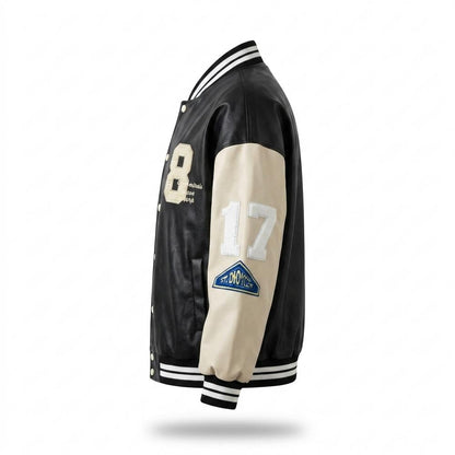 Allsaints Leather - Raser | Embroidered Color-Block Jacket Unisex
