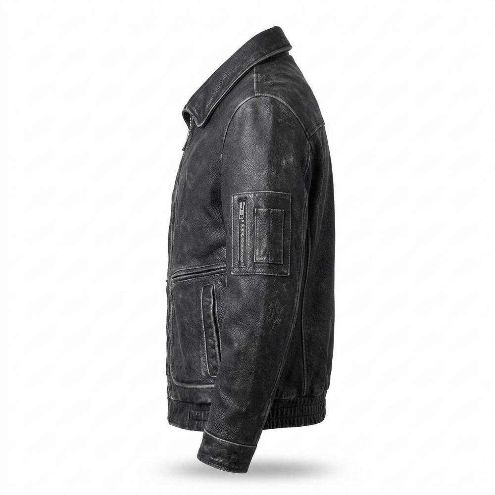 Allsaints Leather - Kofiv | Grained Zipped Leather Jacket Men