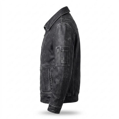 Allsaints Leather - Kofiv | Grained Zipped Leather Jacket Men