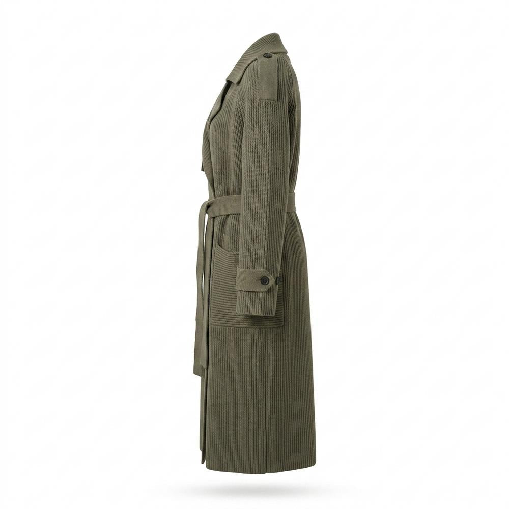 Allsaints Leather - Veven | Rib-Knit Double-Breasted Coat Women