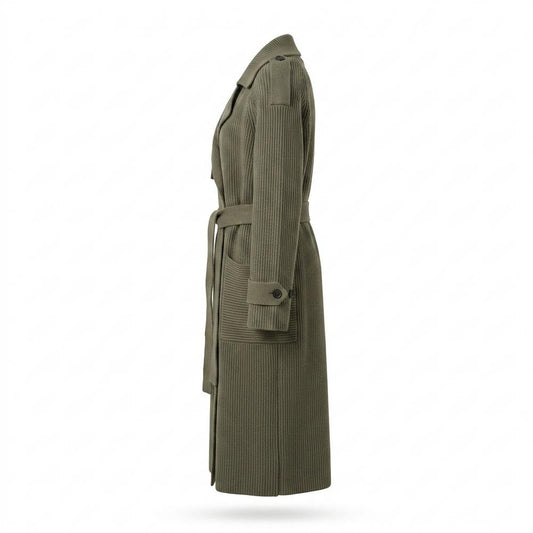 Allsaints Leather - Veven | Rib-Knit Double-Breasted Coat Women