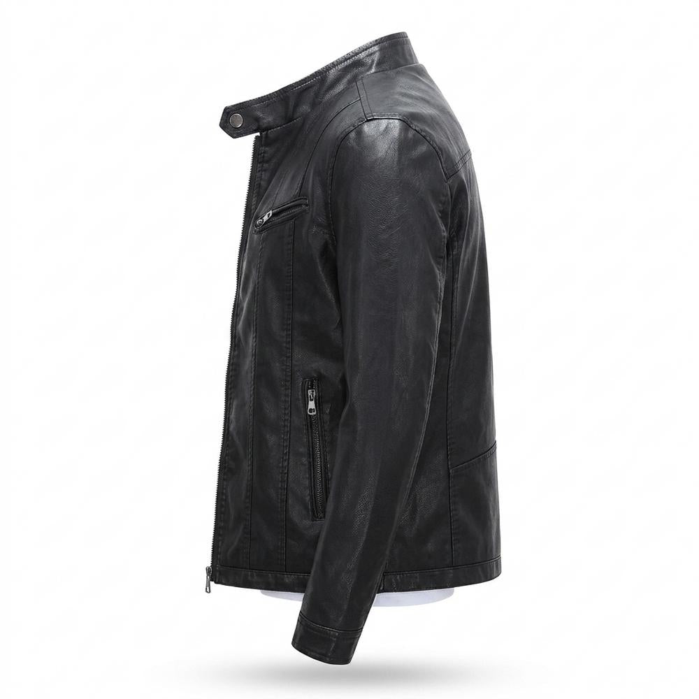 Allsaints Leather - Rekim | Stand-Collar Zippered Leather Jacket Men