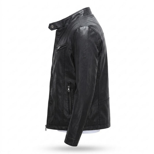 Allsaints Leather - Rekim | Stand-Collar Zippered Leather Jacket Men