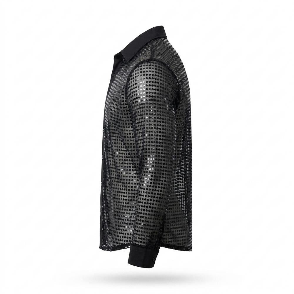 Allsaints Leather - Kamor | Sequin-Embellished Sheer Shirt Men