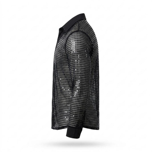 Allsaints Leather - Kamor | Sequin-Embellished Sheer Shirt Men