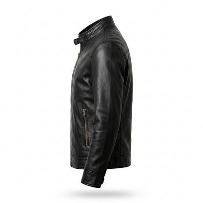 Allsaints Leather - Lerev | Stand-Collar Zip-Up Leather Jacket Men