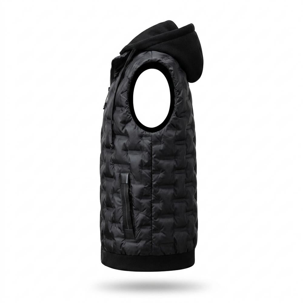 Allsaints Leather - Elver | Quilted Hooded Vest Men