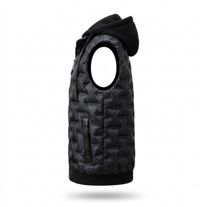 Allsaints Leather - Elver | Quilted Hooded Vest Men