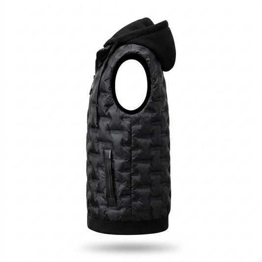 Allsaints Leather - Elver | Quilted Hooded Vest Men