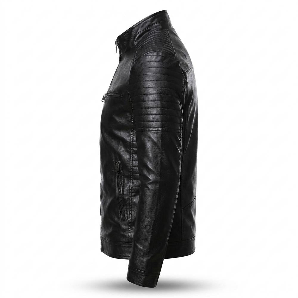 Allsaints Leather - Almir | Quilted Stand-Collar Leather Jacket Men