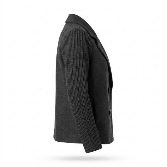 Allsaints Leather - Elkar | Double-Breasted Knit-Sleeve Coat Women
