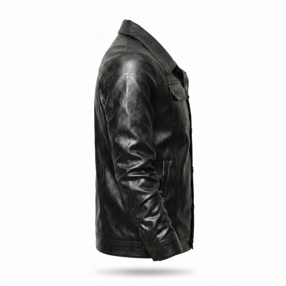 Allsaints Leather - Ninor | Button-Front Collared Leather Jacket Men