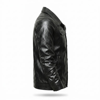 Allsaints Leather - Ninor | Button-Front Collared Leather Jacket Men