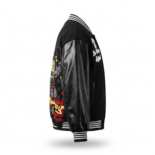 Allsaints Leather - Zamor | Embroidered Leather-Sleeved Jacket Unisex