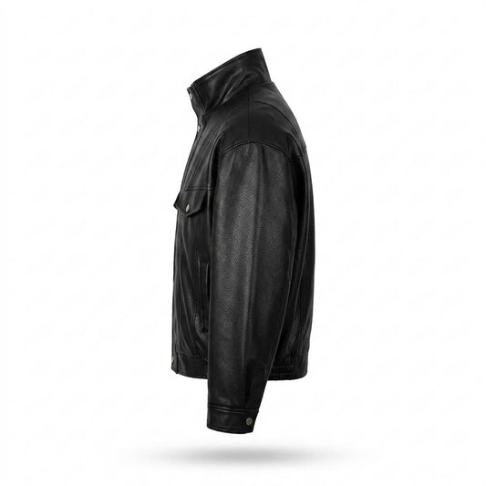 Allsaints Leather - Alsel | Stand-Collar Button-Front Leather Jacket Men