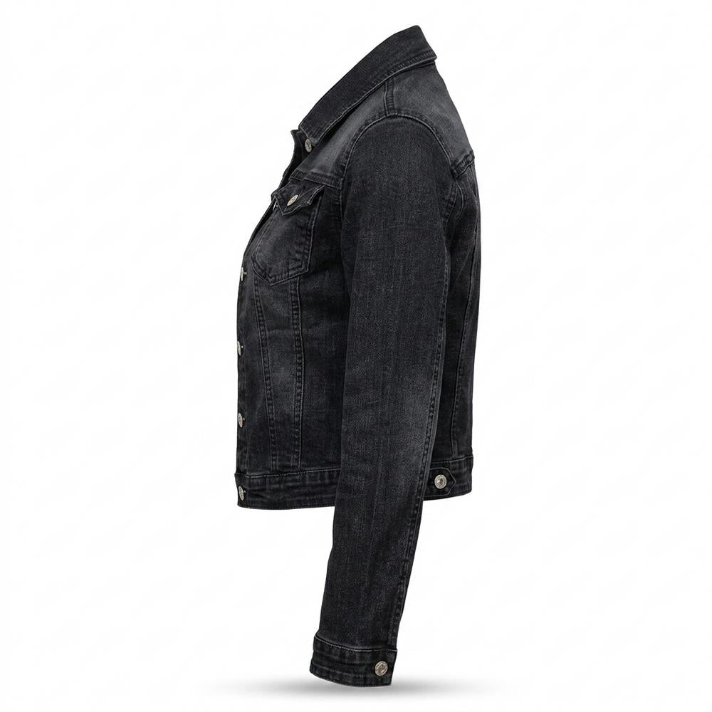 Allsaints Leather - Damer | Washed Black Button-Front Denim Jacket Women