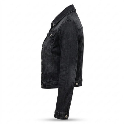Allsaints Leather - Damer | Washed Black Button-Front Denim Jacket Women