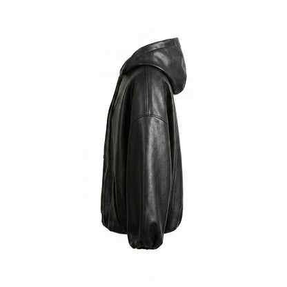 Allsaints Leather - Cozan | Oversized Hooded Leather Jacket Unisex