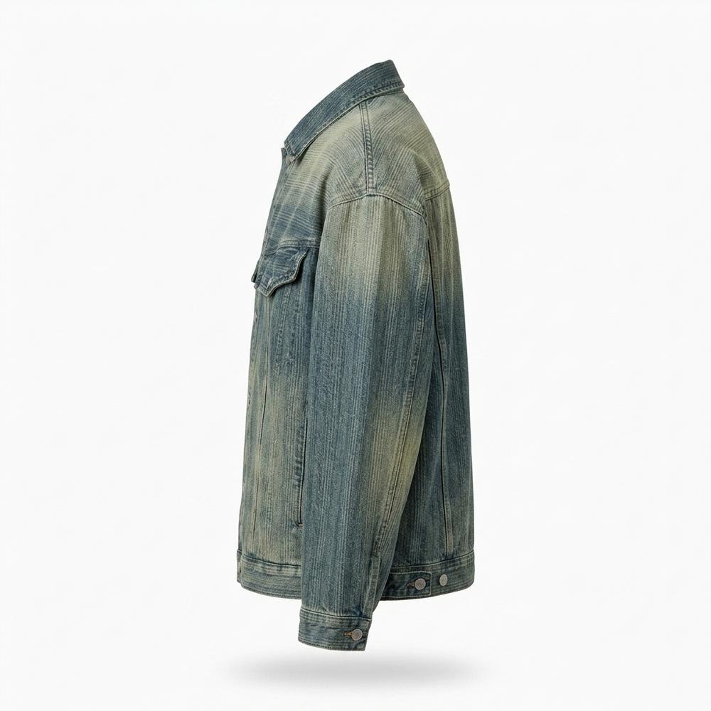 Allsaints Leather - Lanor | Faded Button-Front Denim Jacket Unisex