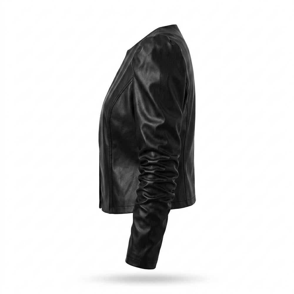 Allsaints Leather - Danal | Puffed-Sleeve Open-Front Leather Jacket Women