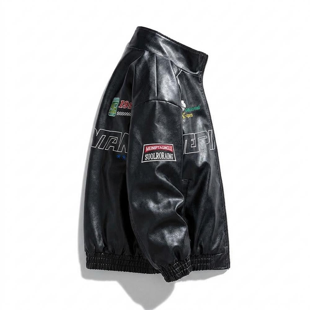 Allsaints Leather - Dalar | Embroidered Zip-Up Leather Jacket Unisex