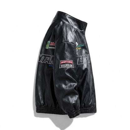 Allsaints Leather - Dalar | Embroidered Zip-Up Leather Jacket Unisex