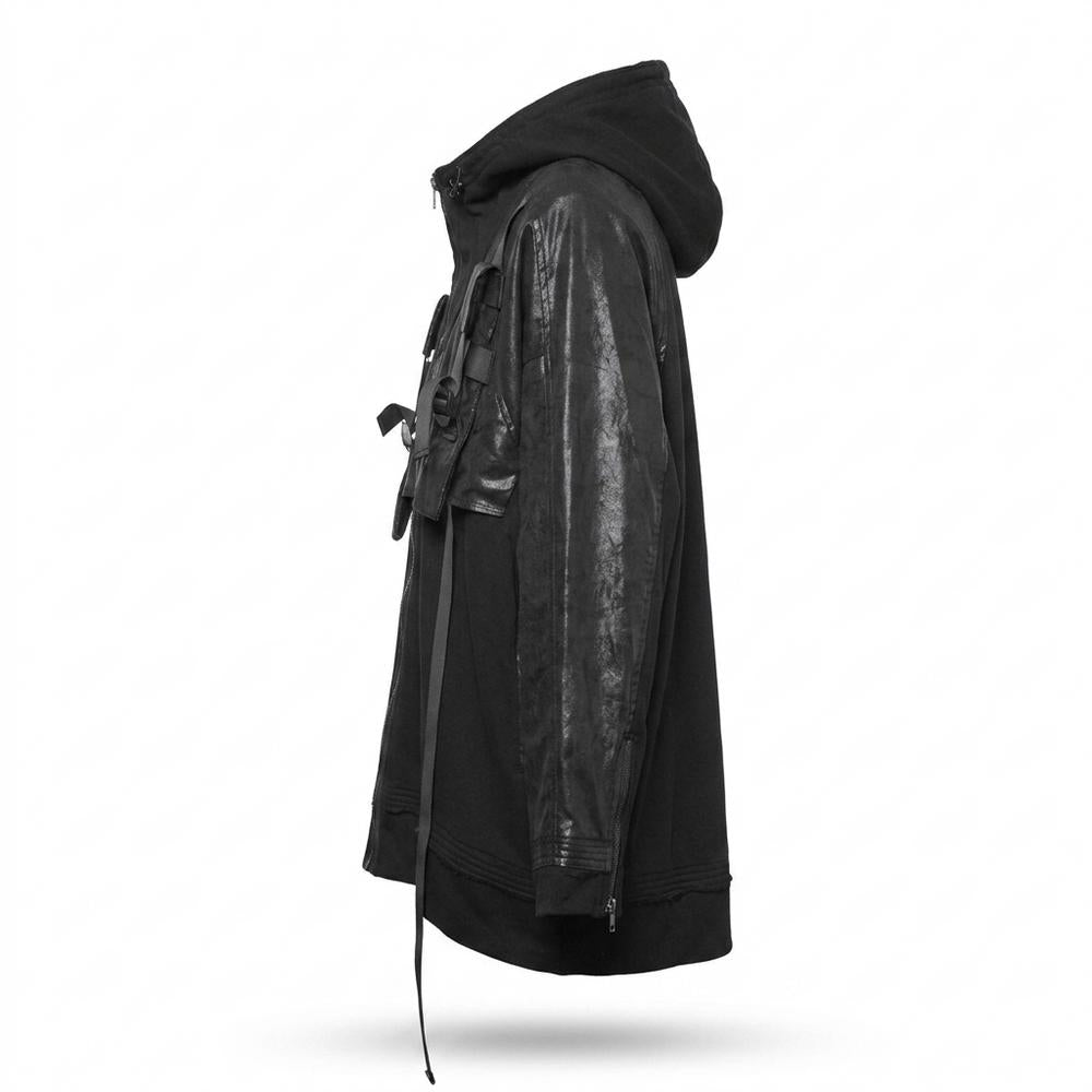Allsaints Leather - Raven | Mixed-Media Coated Jacket Unisex