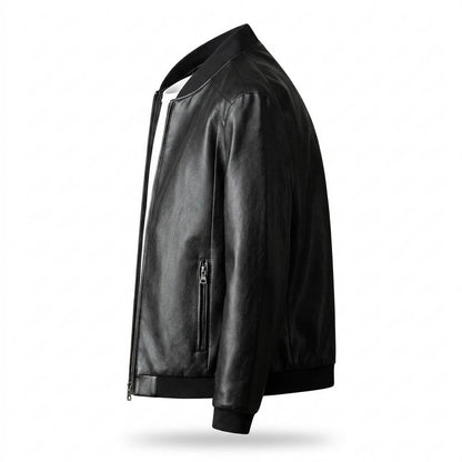 Allsaints Leather - Vipel | Zip-Up Ribbed-Collar Leather Jacket Men