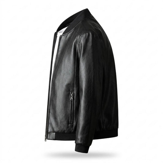 Allsaints Leather - Vipel | Zip-Up Ribbed-Collar Leather Jacket Men