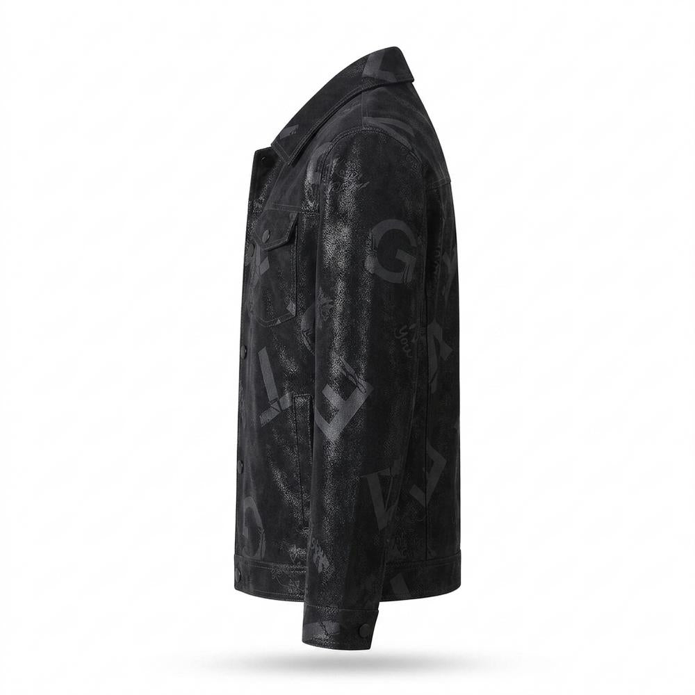 Allsaints Leather - Zesil | Printed Textured Leather Jacket Men