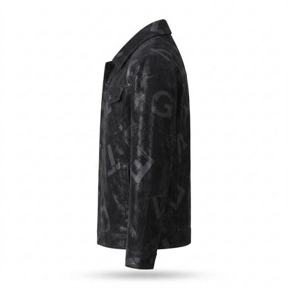 Allsaints Leather - Zesil | Printed Textured Leather Jacket Men