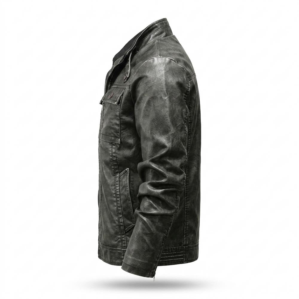 Allsaints Leather - Artir | Stand-Collar Multi-Pocket Leather Jacket Men