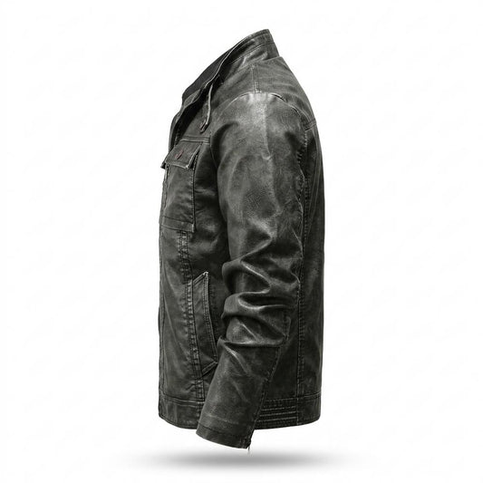 Allsaints Leather - Artir | Stand-Collar Multi-Pocket Leather Jacket Men