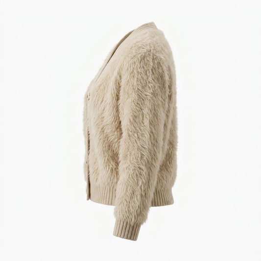 Allsaints Leather - Ailur | Fluffy V-Neck Knit Cardigan Women