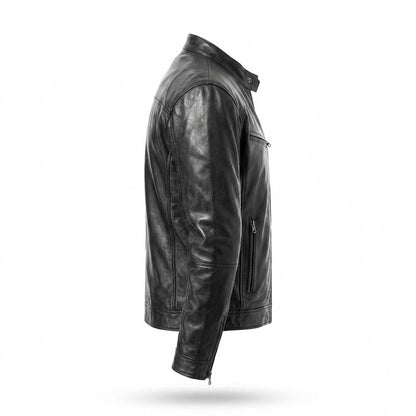 Allsaints Leather - Maver | Zippered Stand-Collar Leather Jacket Men