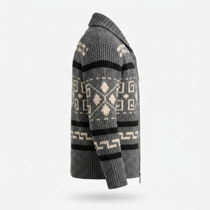 Allsaints Leather - Sezan | Zip-Front Patterned Knit Cardigan Men