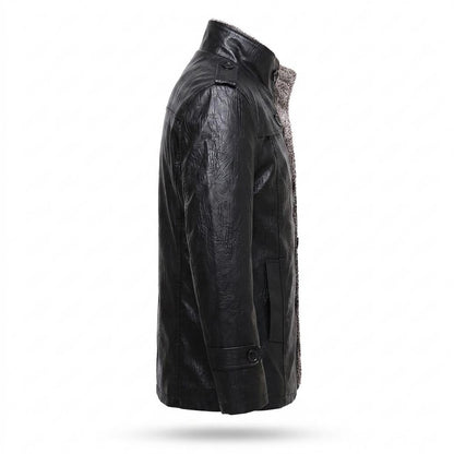 Allsaints Leather - Sukot | Fleece-Lined Stand-Collar Leather Jacket Men