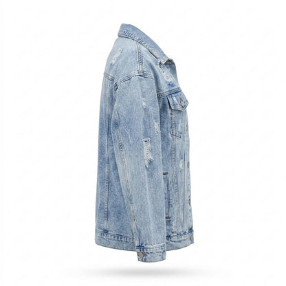 Allsaints Leather - Davar | Distressed Oversized Denim Jacket Women